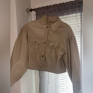 Cropped Faux Leather Jacket